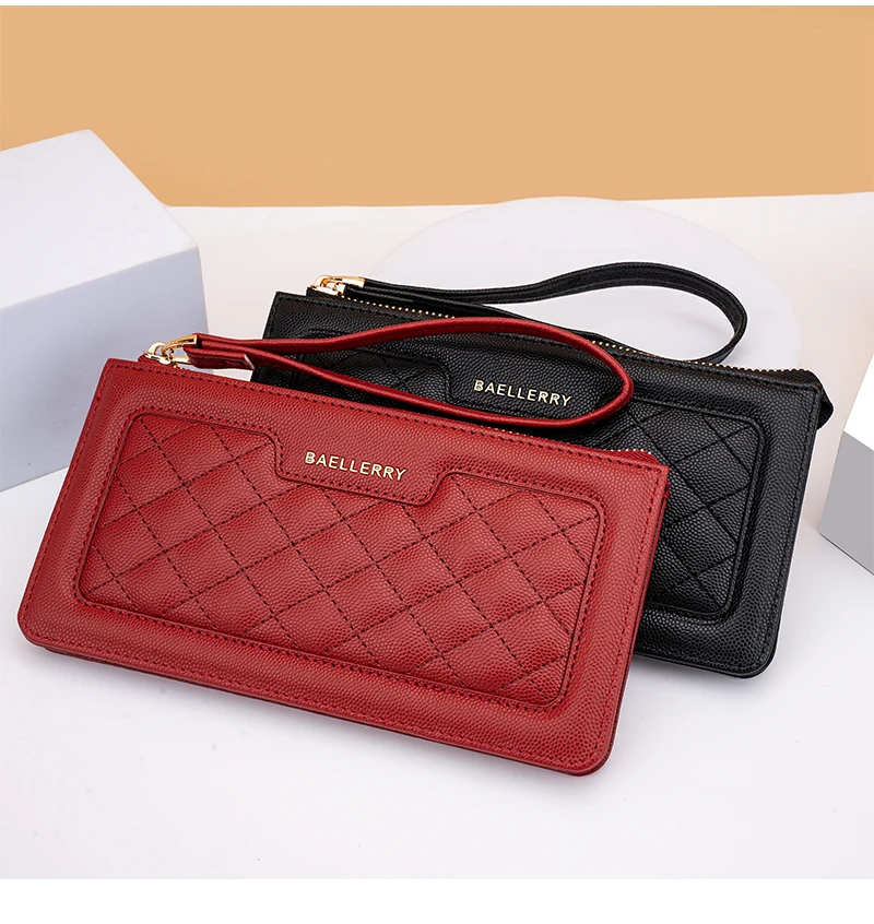 Baellerry  Pu Leather Phone Purse Ladies Small Zipper Handbag Trendy Women Long Leather Card Cash Wallet