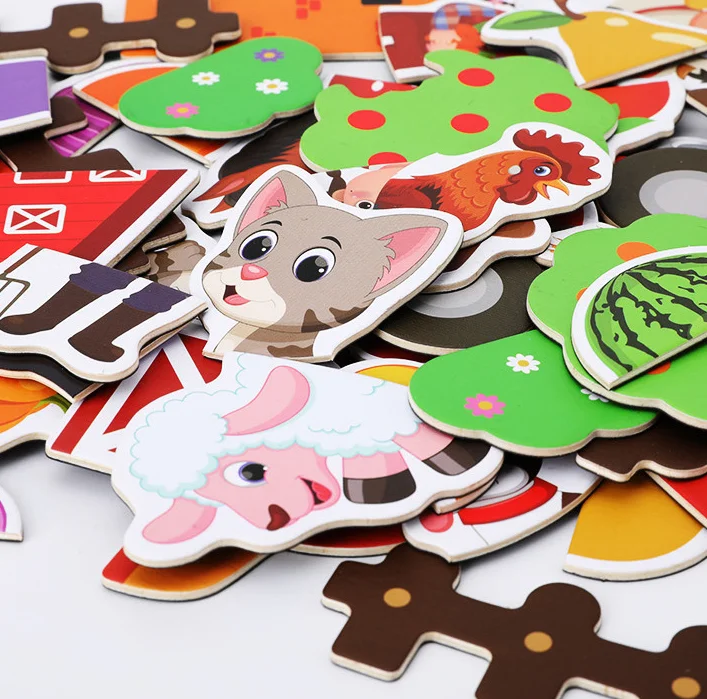 Early education cognitive magnetic magnetic paste spell leshi wooden toys