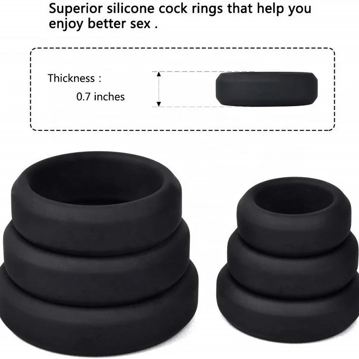 Silicone Cock/Penis Rings Set with 6 Different Sizes for Erection Enhancing, Long Lasting Stronger Stretchy Adult  Toys for Men