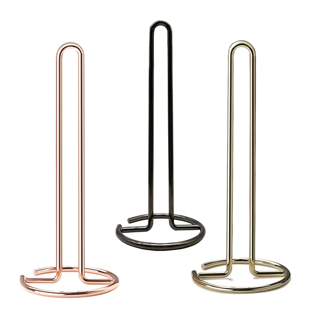 High Quality kitchen and bathroom Iron wire Table standing tissue roll paper holder