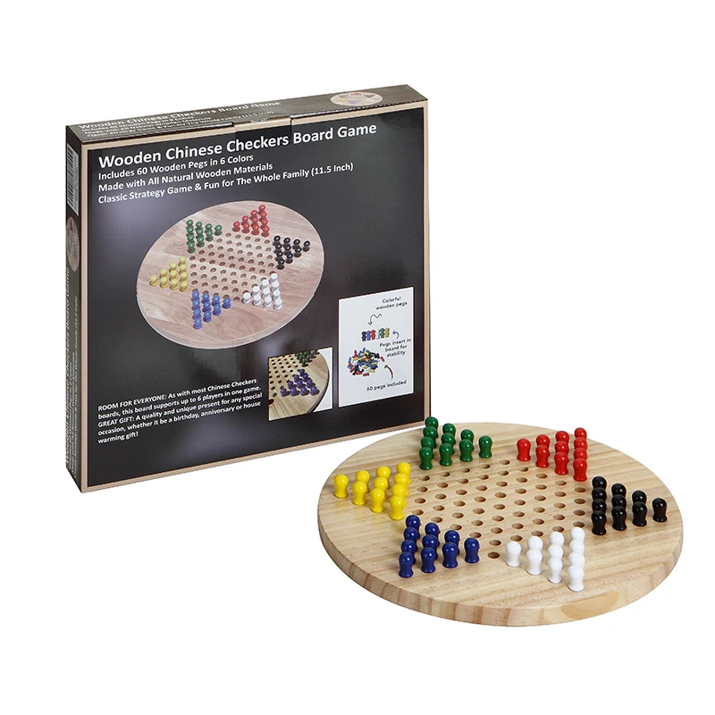 wholesale indoor outdoor family party fun games Wooden Chinese Checkers Board Game With 6 Colors for kids and adults
