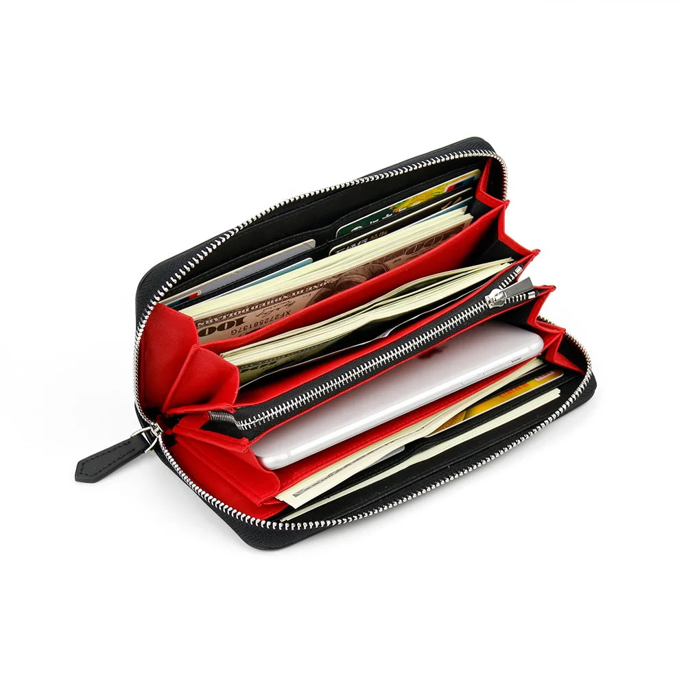 Hot selling fashionable design real carbon fiber card holder wallet RIFD PU leather wallet