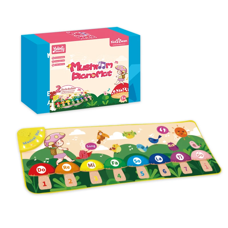 Kidewan Mushroom Dance Piano Mat Electronic Keyboard Instruments Baby Play Mat For Kids Music Activity With Flash Cards