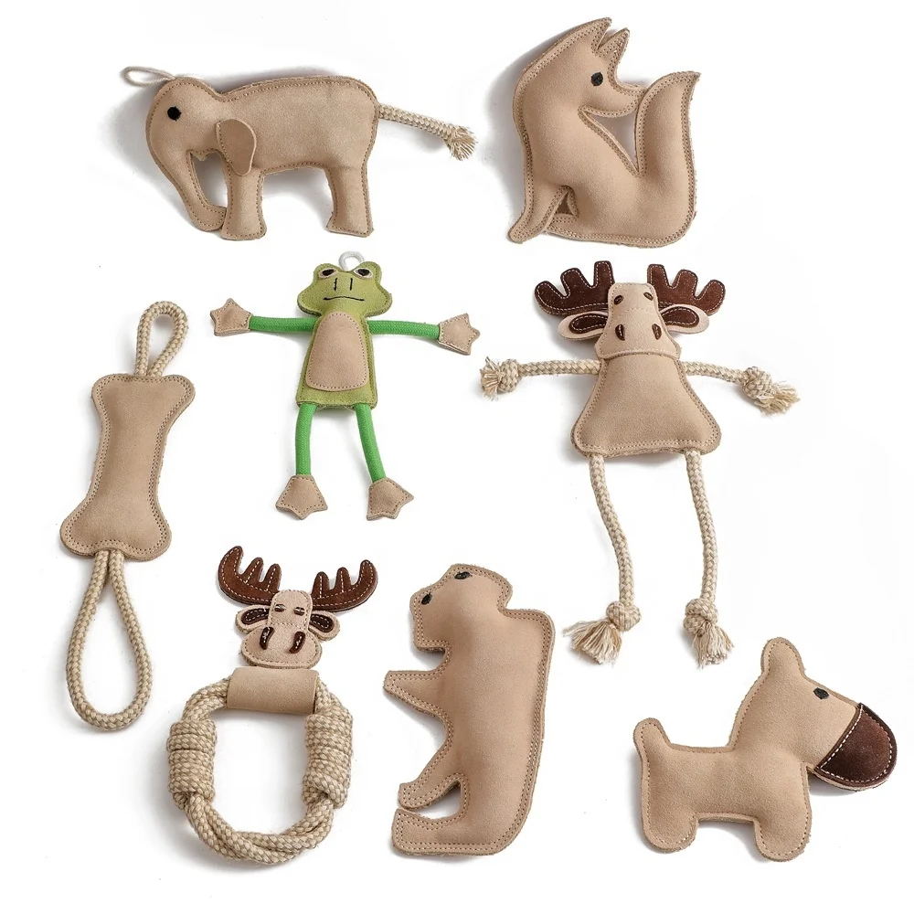 New leather bite resistant teeth grinding cartoon pet supplies training dog chew stick pet sound toy