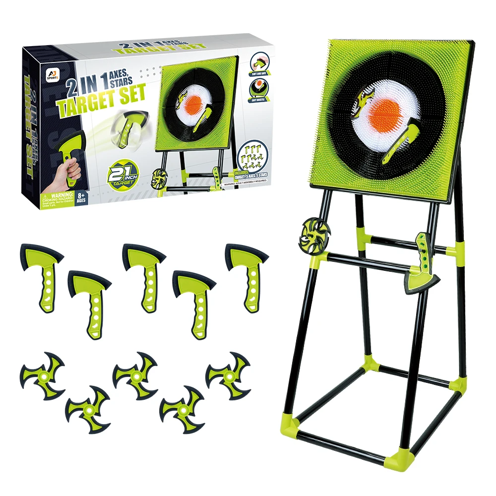 21 Inch Axe Throwing Target Game Set Include Axes,Darts,Stars And Archery Dartboard Shooting Game Toys bristle dartboard