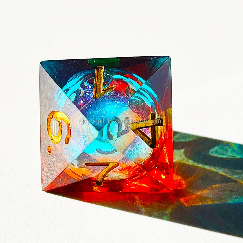 Desk Polyhedral Custom Dice  DnD Handmade Sharp Edge Liquid Core Dice 7Set for rpg