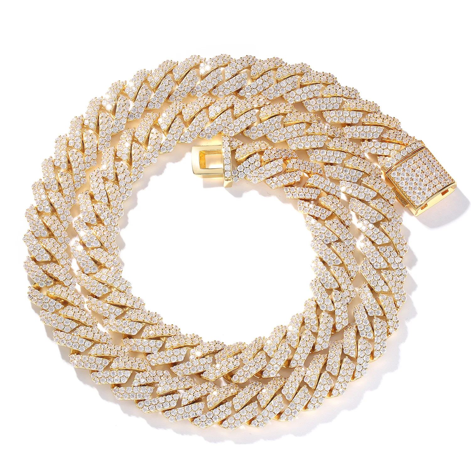 15 мм Iced Out тяжелый материал Майами кубинское колье ожерелье проложенный Лаборатория алмаз мужчины зубец кубинское звено цепи