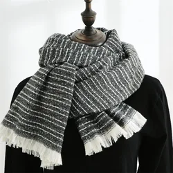 JOJO Light Color Fashion Tassels Muffler Warm Necker Chief Stripe Scarf for Women