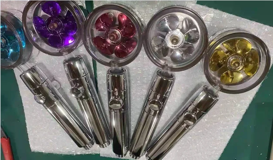 chrome-plated ABS handheld 360 degree rotating with propeller and detachable bathtub fan turbo shower head