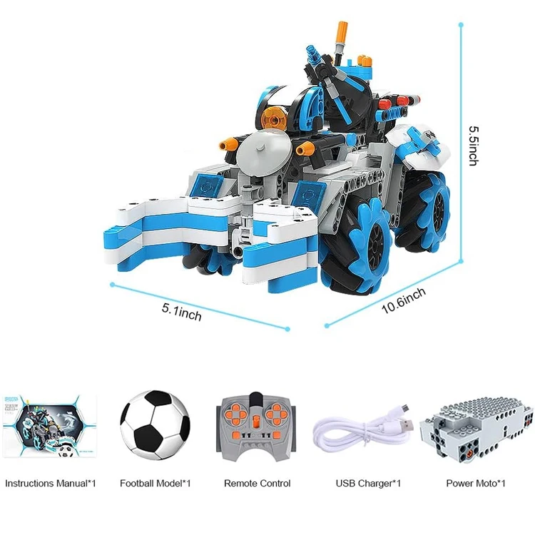 489PCS Educational Assembly Toys Intelligent Programming Building Block Remote Control Engineering Football Car Set
