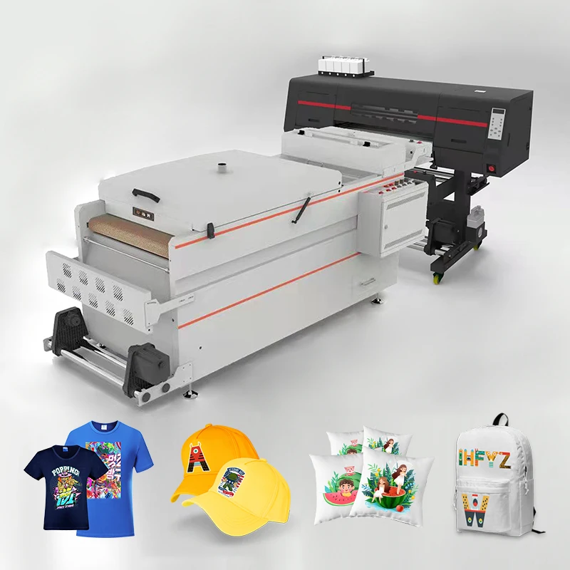 DTF Printer 60cm A1 Heat Transfer DTF Industrial Printer Machine With Powder 4 Heads Vinyl White Ink