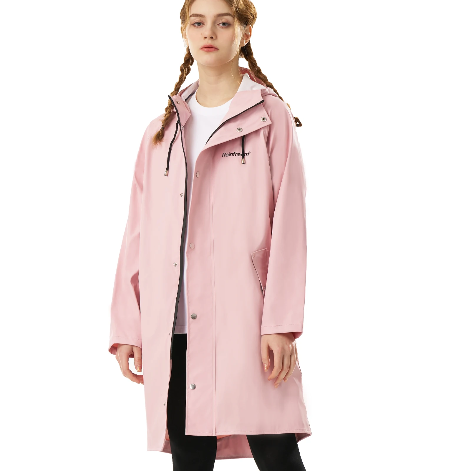 Rainfreem  PU Raincoat Security Raincoat For Fashion Adult Customization long size raincoat