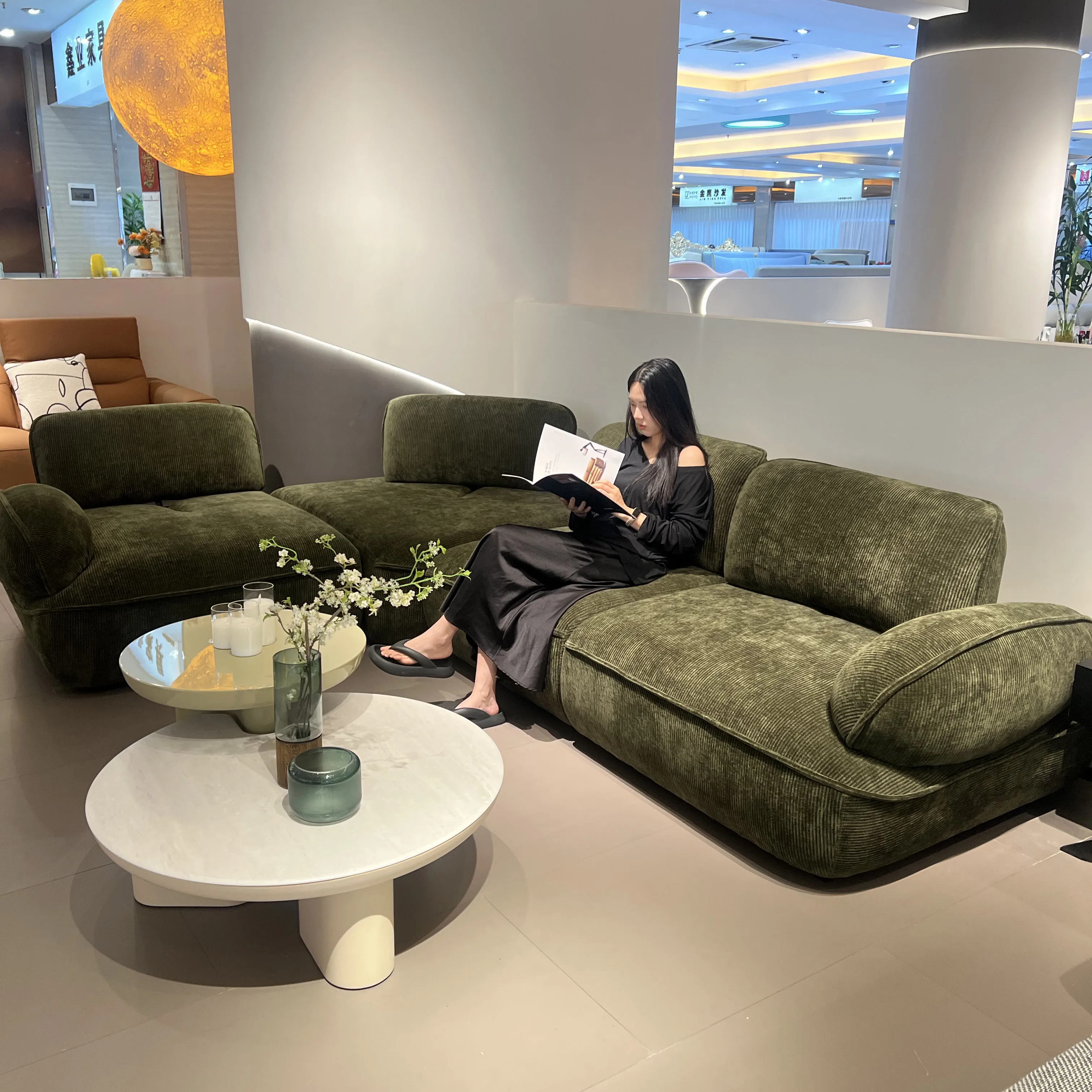 YAEONS Green Cozy Sofa Modern Togo Corner Sofa Set Arabic Wedding Modular Sectional Sofa for  Living Room Furniture