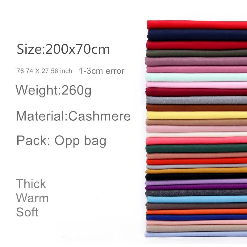 
Hot Sell Womens Soft Cashmere Long Scarf Pashmina Shawls Wraps Winter Pure Color Scarf 