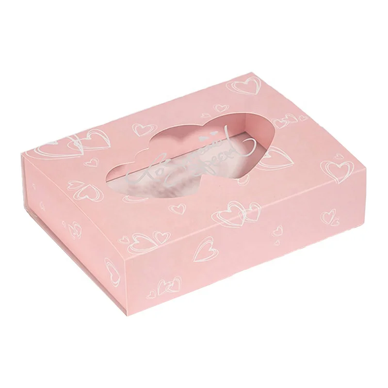 Clear window White Cake Box Cardboard Paper Weeding Packaging Box with  window