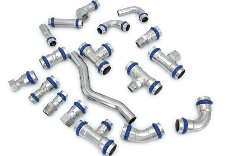 China Factory DVGW W534 1.4301 Stainless Steel V profile 90 Degree Bend Pipe Press Fitting