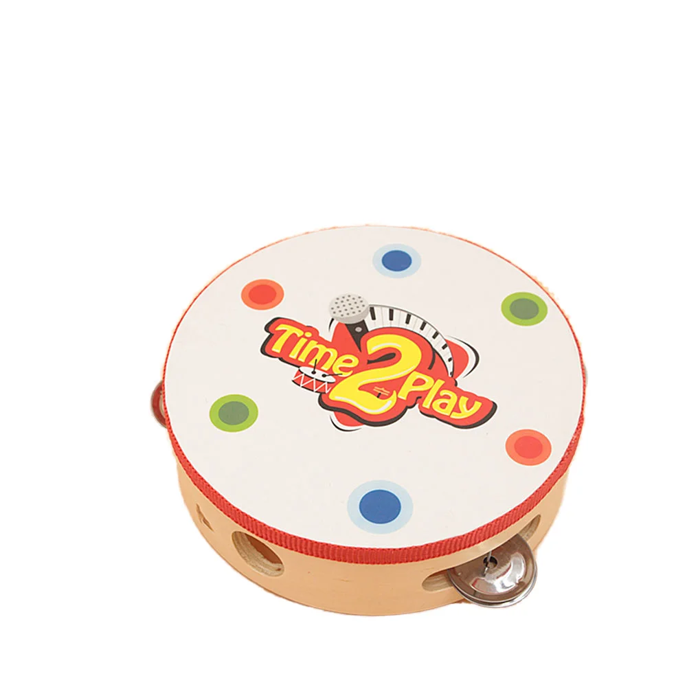 Small Wooden Tambourine Hand Bell Drum Percussion Toy for Baby Toddler Kids Gifts