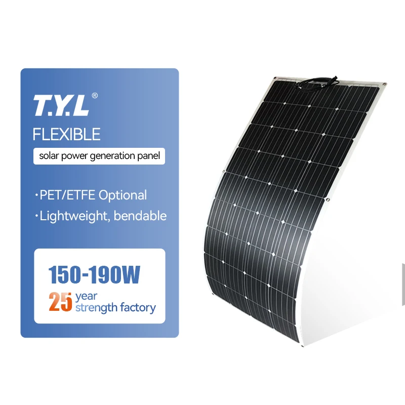 High Efficiency 150W 160W 180W 190W Hot Sale Flexible Solar Panels Energy for  Home Use, Outdoor
