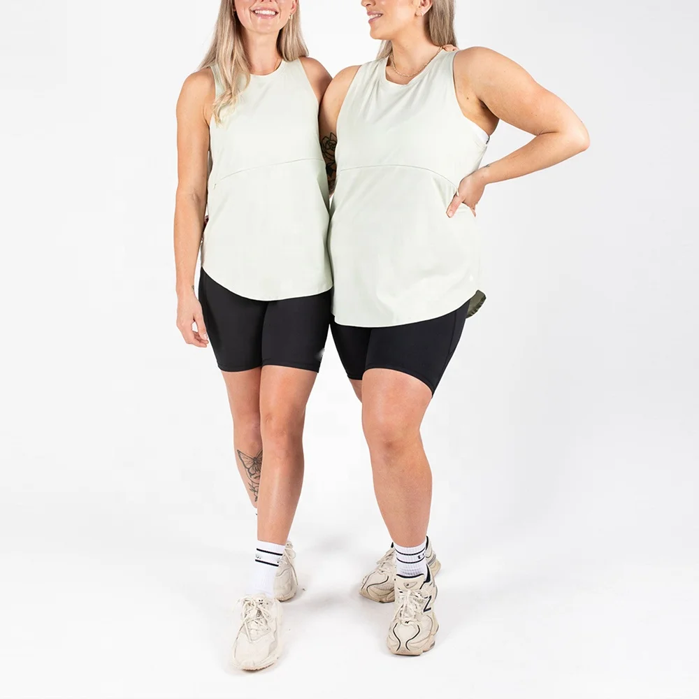 Custom Logo Women Exercise Full Length Feeding Oversize Maternity Tank Tank Top With Zipper