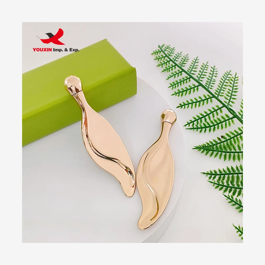 Factory Hot Sale Face Massage Tool Leaf Shape Face Lifting Scraping Board Dual Use Eye Facial Massager Zinc Alloy Massage Guasha