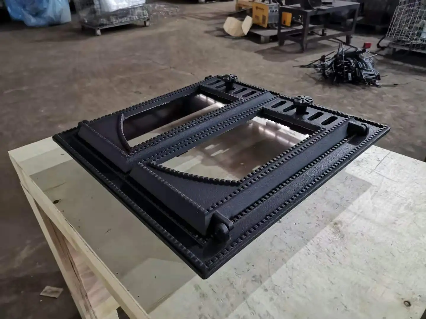 
K501 cast iron stove door with two glass 