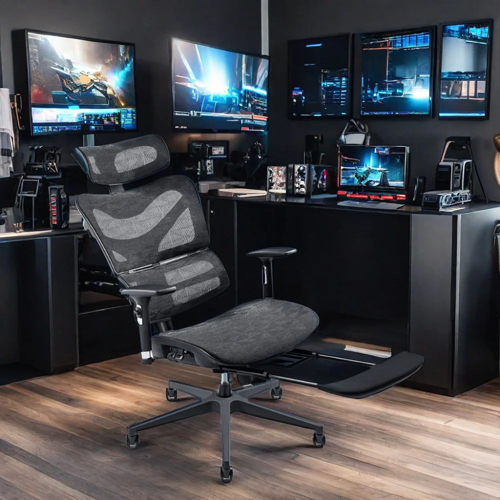 With Excellent Quality Black High Back Office Chair Hydraulic Functional With Footrest Revolving Guest Manager Office Chair