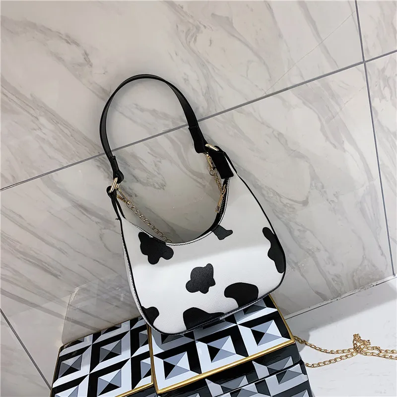 KL110 48 Guangzhou supplier Small bag fashion trending cow pattern underarm bag ladies shoulder handbags leather women handbags