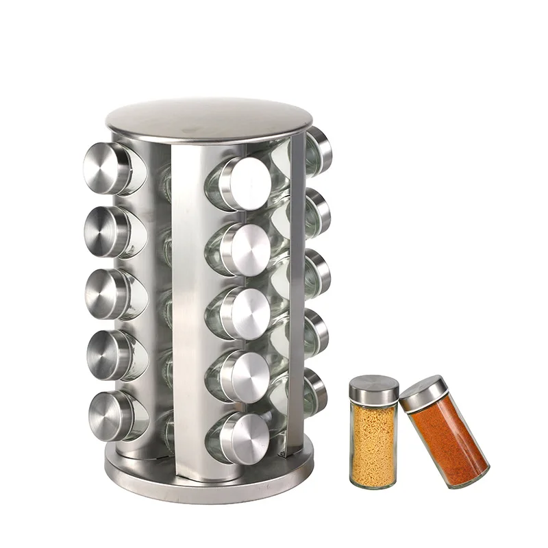 Stainless iron seasoning can storage rack kitchen supplies rotating seasoning rack