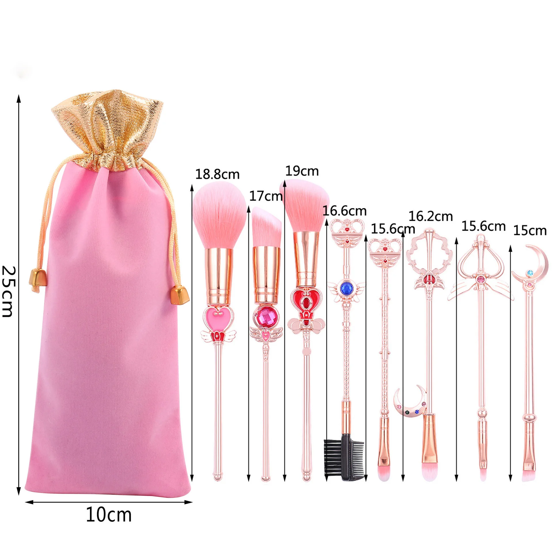 Cartoon Style Sailor Moon Personalize Patent 8pcs Makeup Brush Set Cosmetic Powder Foundation Eyeshadow Brush For Girls Gift