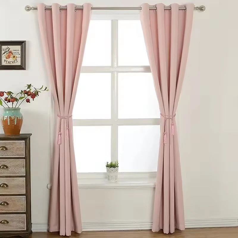 Pink grey simple blackout fabric curtain blinds design bedroom shower luxury sun blocking living room curtains