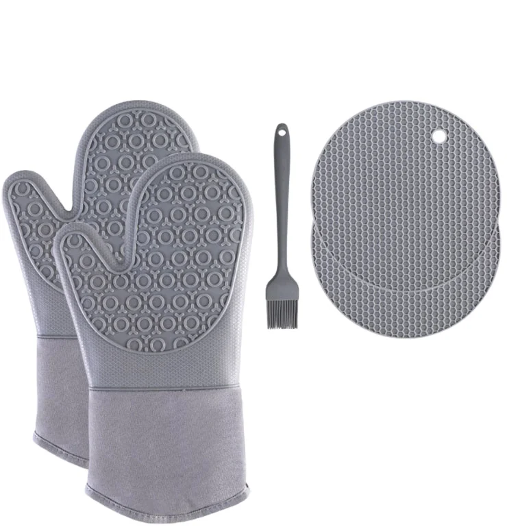 
Amazon hot selling 7pcs Extra Long silicone Oven Mitts and Pot Holders Set 