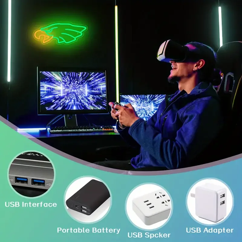 Manufacturer Fast delivery Dropshipping  Eagle Neon Sign Green White Neon Light logo neon sign