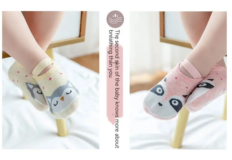 Wholesale hot sale comfort cotton anti slip toddler socks non skid ankle cartoon animal pattern baby non slip cute socks