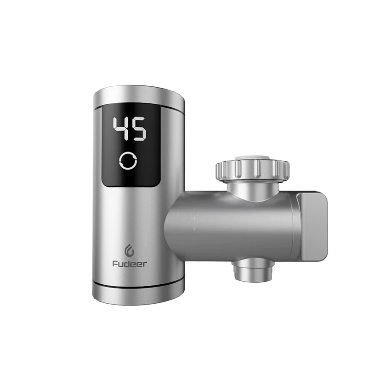 Fudeer 3400W Electric Water Heater Instant Heating Faucet Hot and Cold Double Outlet Electric Tap Temperature Display Kitchen