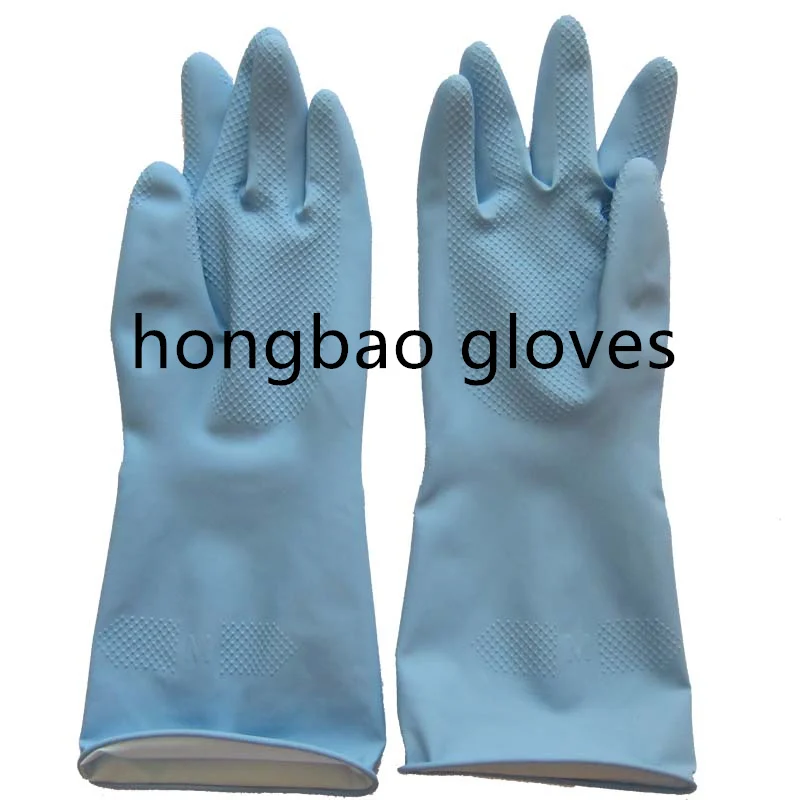 33cm korea  93g blue high quality kitchen waterproof gloves  rubber washing hand  glove household cleaning  latex gloves