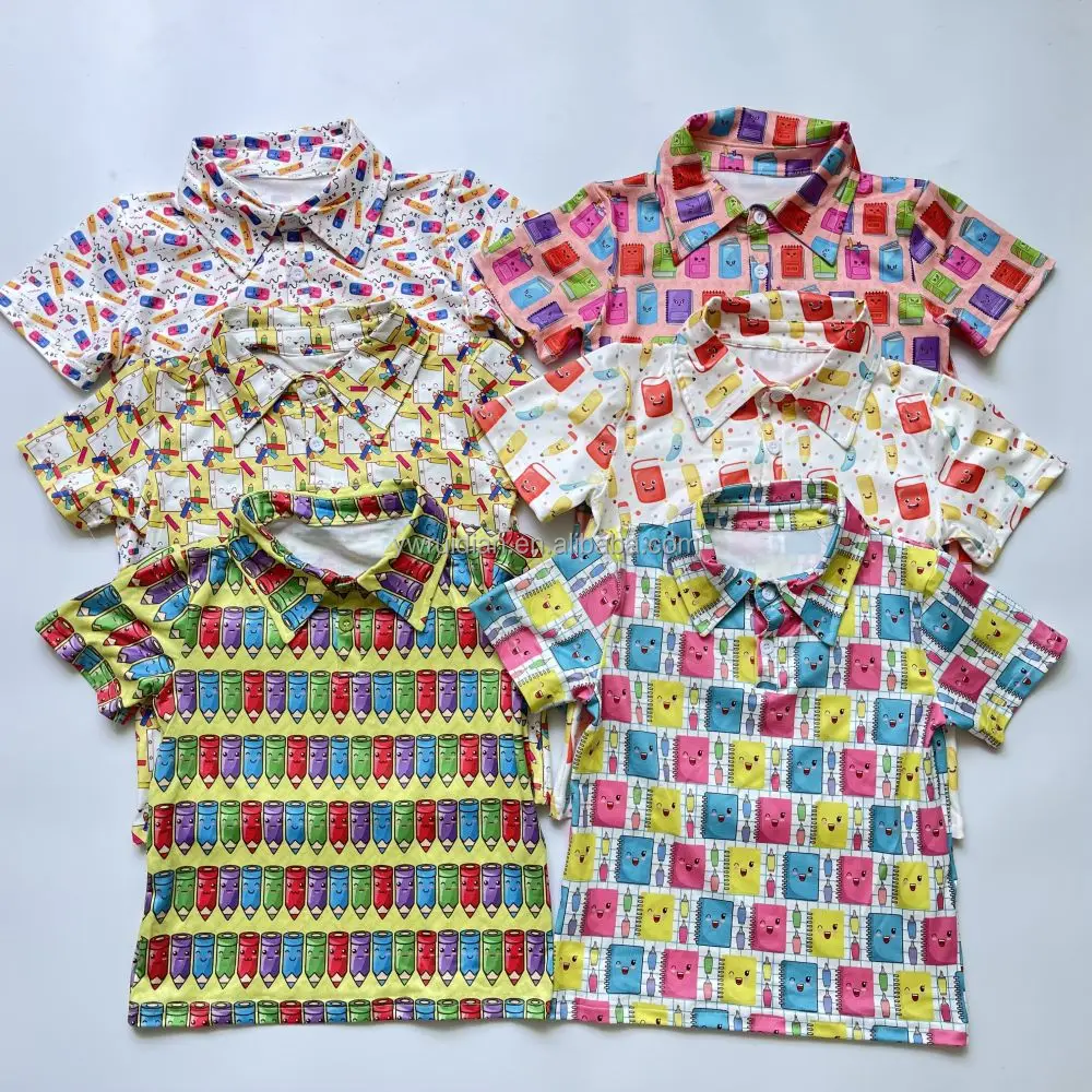 Yiwu Ruidian Boy New Design POLO Shirt Children Wholesale Kids Milk silk US pattern Pullover Shirt Girls short sleeve Shirt