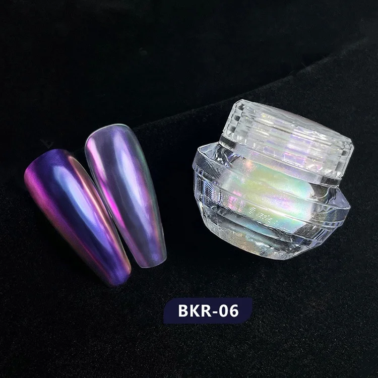 2024 New Aurora Chrome Powder Nail Chameleon Pigment White Pearl Chrome Powder Nails Super Fine 7 Colors For Nails