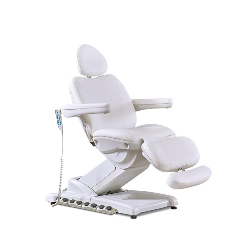 HICOMED White Electric Beauty Bed Multi-functional Massage Table SPA Equipment With 4 Motors Foot Pedal