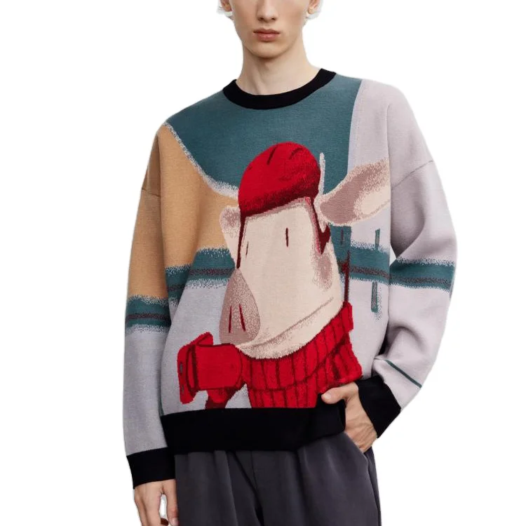 Spring Autumn Pullover Sweater Contrast Color Sweater Couple Sweater