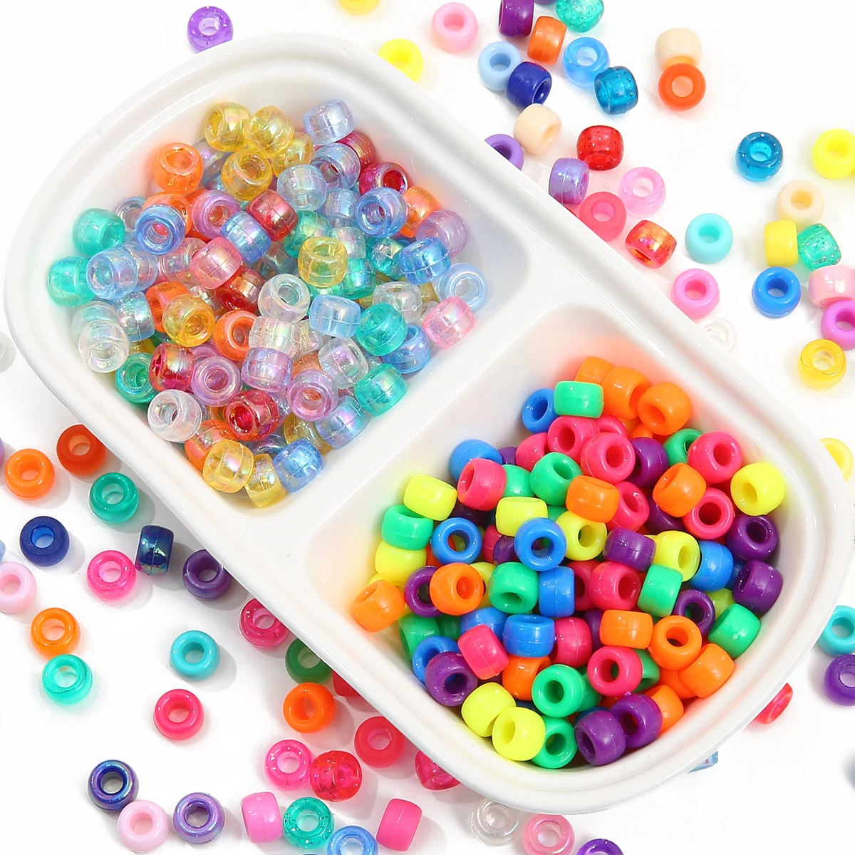Wholesale Bluk Acrylic Plastic Braid Pony Beads Hair Decoration Big Hole Bead For Diy Hair Accessories Dreadlocks Jewelry Making