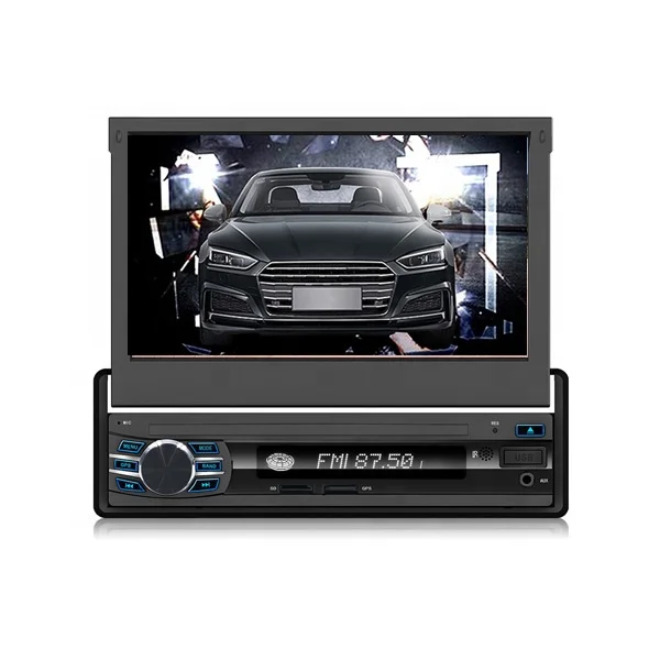 Car Stereo 1 Din Car Radio With 7 Inch Automatic Retractable Screen Support Mirror Link MP5 USB TF Card and Rear View Camera