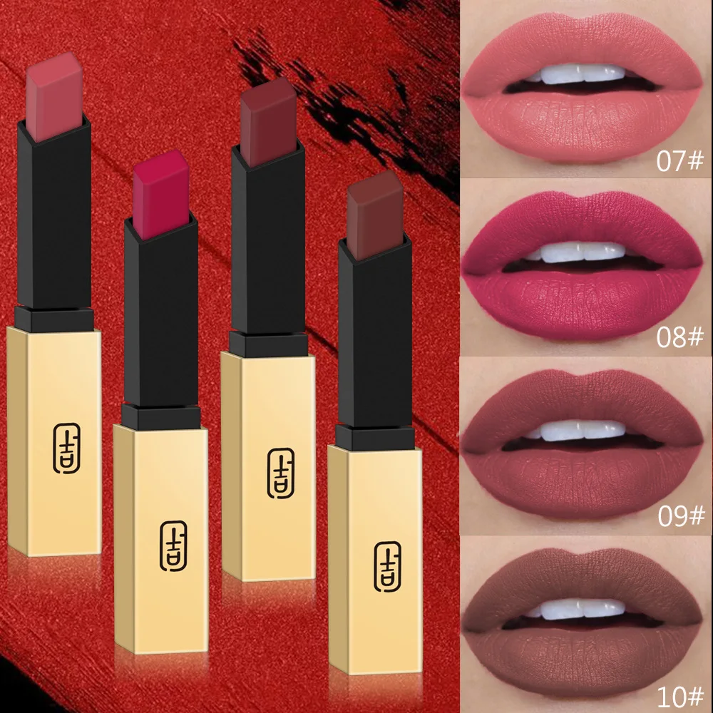 Custom Long Lasting Red Mini Lip Balm For Female Lip Gloss Natural Matte Colour Change Golden Tube Makeup Lipstick