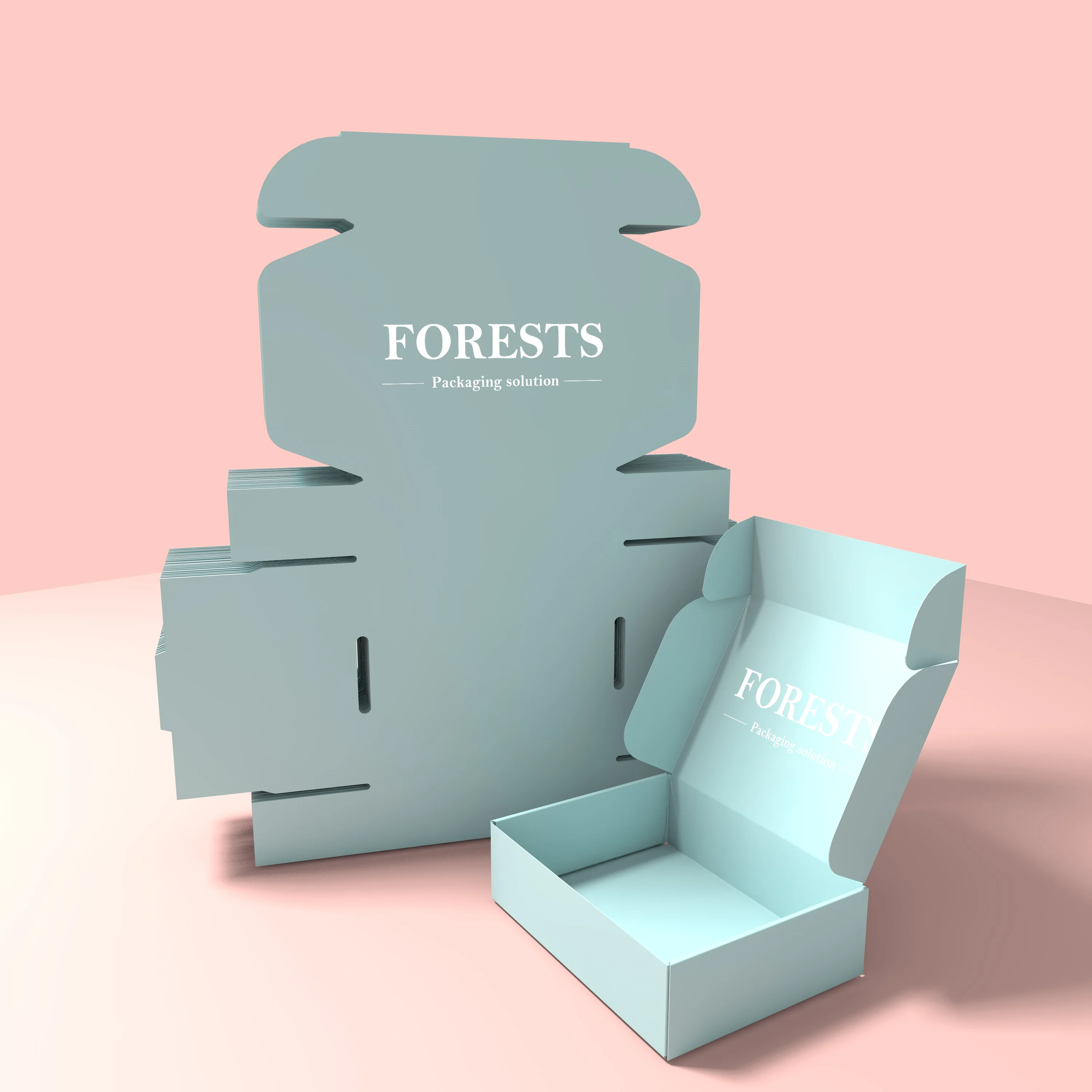 Personalized Branded Light Blue Flat Cardboard Tuck Top Paper Box Packaging Gift Box Mailer Box Custom