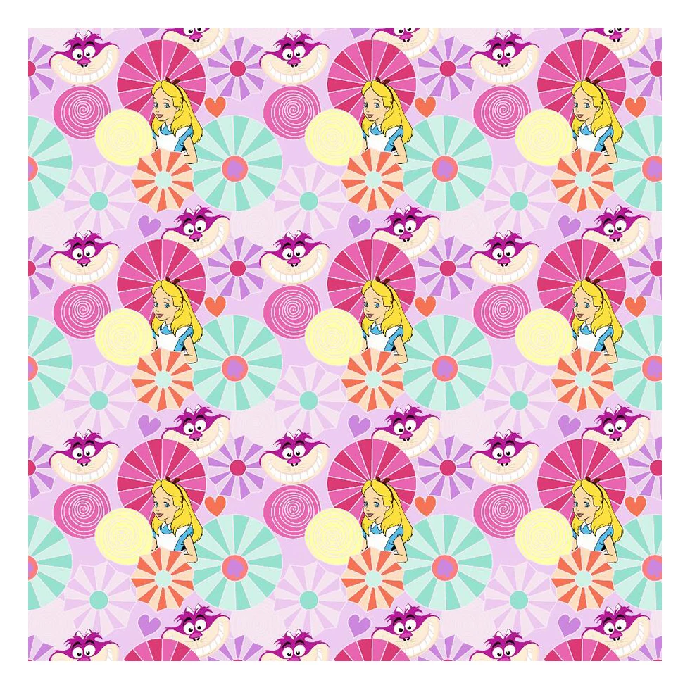 The factory outlet popular alice princess cheshire cat cartoon design swiss voile cotton fabric for garment