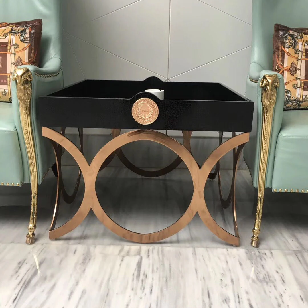 HS-CO1 Custom made modern design metal hotel lobby furniture console coffee side table