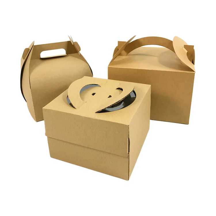 
2021 custom printed disposable fast food kraft paper box with handle for cake paper box 