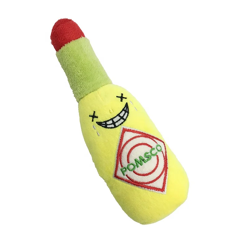 Plush Dog Pet Toys Stuffed Soft Popular Drink Bottle Beer Plush Dog Toy with Squeaky