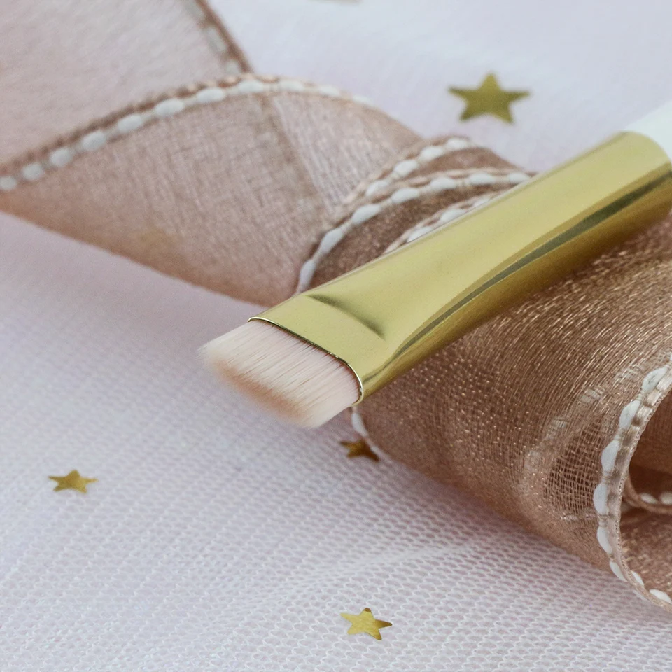 BEILI Luxury White Gold wood makeup brush single eyebrow eyeliner brush precise Synthetic hair brush Wholesale