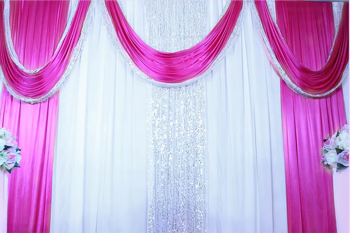 Hot Sale Longsun Wedding Stage Decorations Backdrop Party Drapes With Swag Silk Fabric Curtain For Wedding Birthday Event
