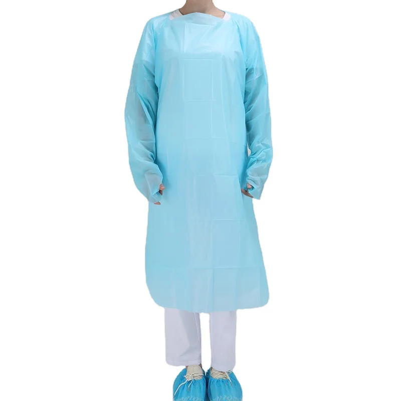 Disposable CPE apron long sleeves waterproof plastic apron with thumb loop